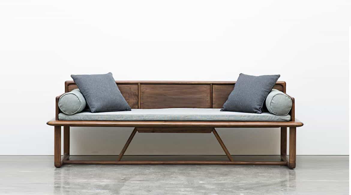 樱桃木黑胡桃纯实木双人沙发